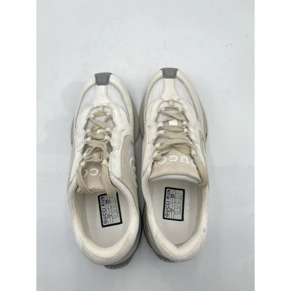 GUCCI Run GG White/Beige Leather Low Top Sneakers UK Size 6 - Picture 5 of 6